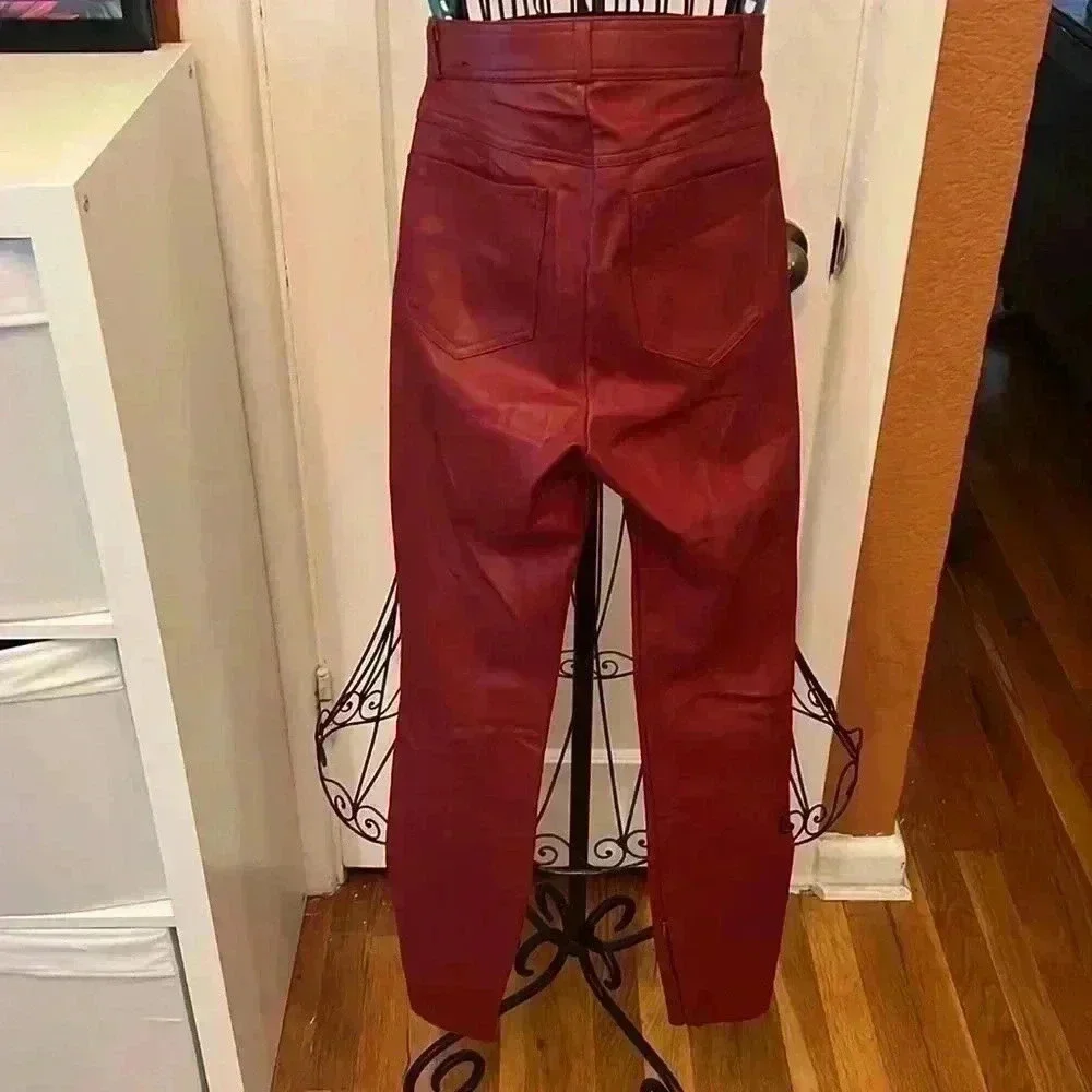 Zara Faux Leather Pants with Zippered Ankles-Sz XS
